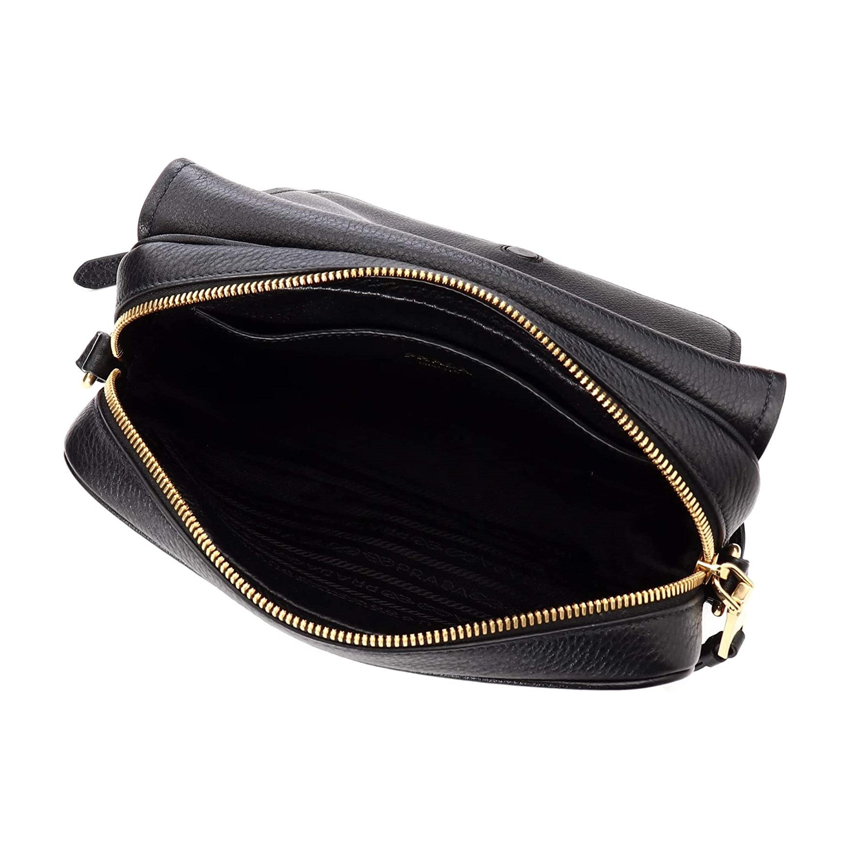 Prada Vitello Phenix Black Leather Flap Crossbody Bag 1BD163 at_Queen_Bee_of_Beverly_Hills