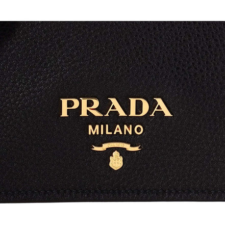 Prada Vitello Phenix Black Leather Flap Crossbody Bag available at Queen Bee of Beverly Hills