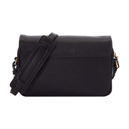 Prada Vitello Phenix Black Leather Flap Crossbody Bag available at Queen Bee of Beverly Hills