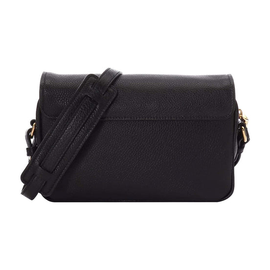 Prada Vitello Phenix Black Leather Flap Crossbody Bag available at Queen Bee of Beverly Hills