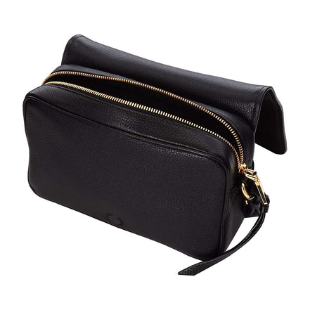 Prada Vitello Phenix Black Leather Flap Crossbody Bag available at Queen Bee of Beverly Hills