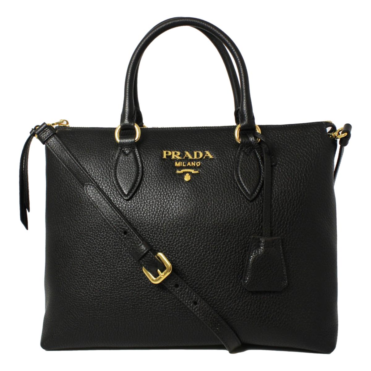Prada Vitello Phenix Black Leather Satchel Shoulder Bag 1BA063 at_Queen_Bee_of_Beverly_Hills