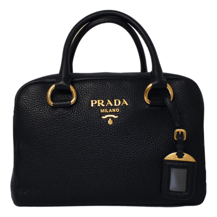 Prada Vitello Phenix Black Leather Web Stripe Crossbody Satchel Bag available at Queen Bee of Beverly Hills