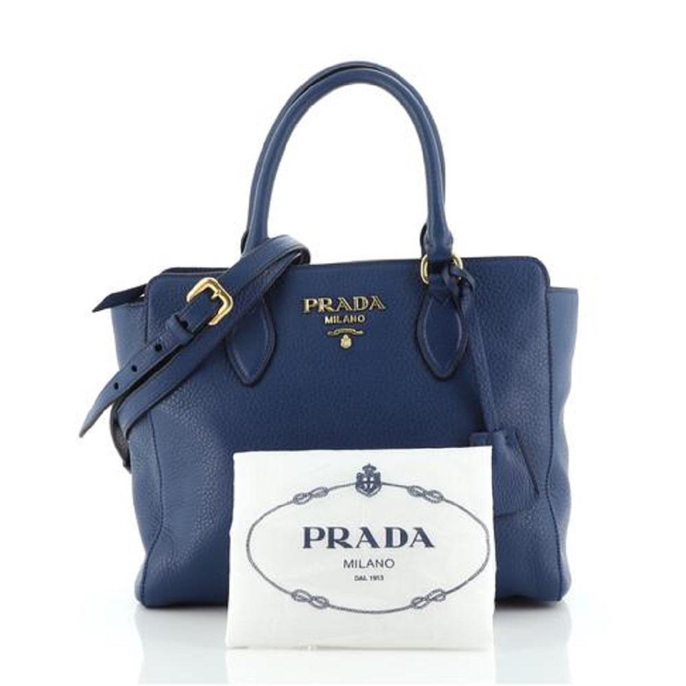 Prada Vitello Phenix Bluette Blue Small Crossbody Satchel Handbag 1BA205 at_Queen_Bee_of_Beverly_Hills