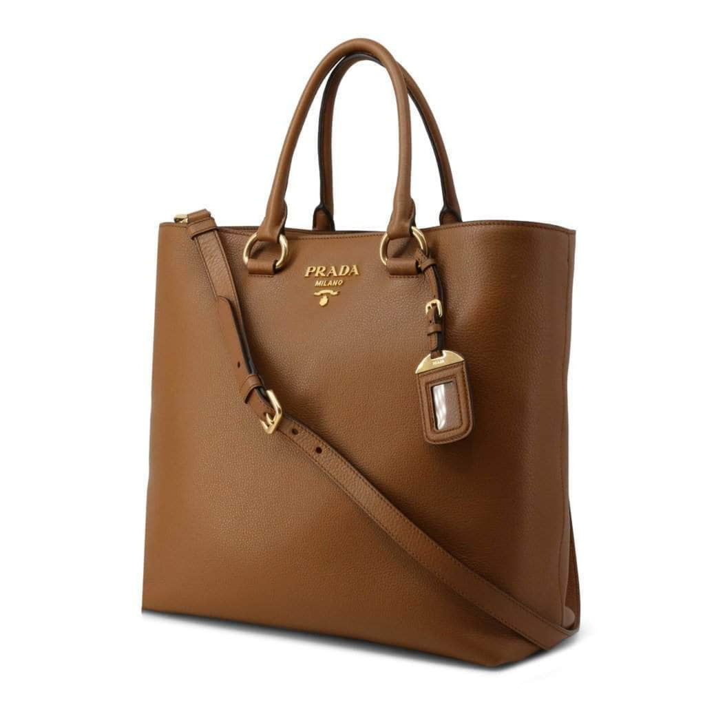 Prada Vitello Phenix Brown Cannella Shopping Tote Bag - L