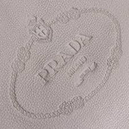 Prada Vitello Phenix Grey Leather Embossed Logo Hobo Tote Bag available at Queen Bee of Beverly Hills