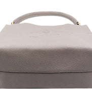 Prada Vitello Phenix Grey Leather Embossed Logo Hobo Tote Bag available at Queen Bee of Beverly Hills