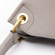 Prada Vitello Phenix Grey Leather Embossed Logo Hobo Tote Bag available at Queen Bee of Beverly Hills