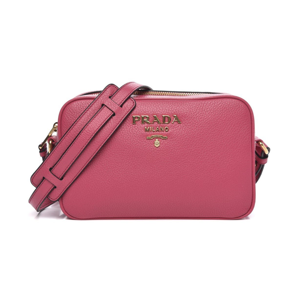 Prada Vitello Phenix Leather Peonia Pink Shoulder Camera Bag