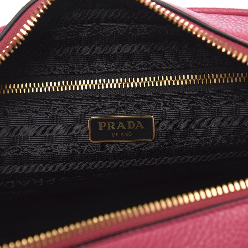 New Prada Black Vitello Phenix Leather Shoulder Camera Bag 1BH103