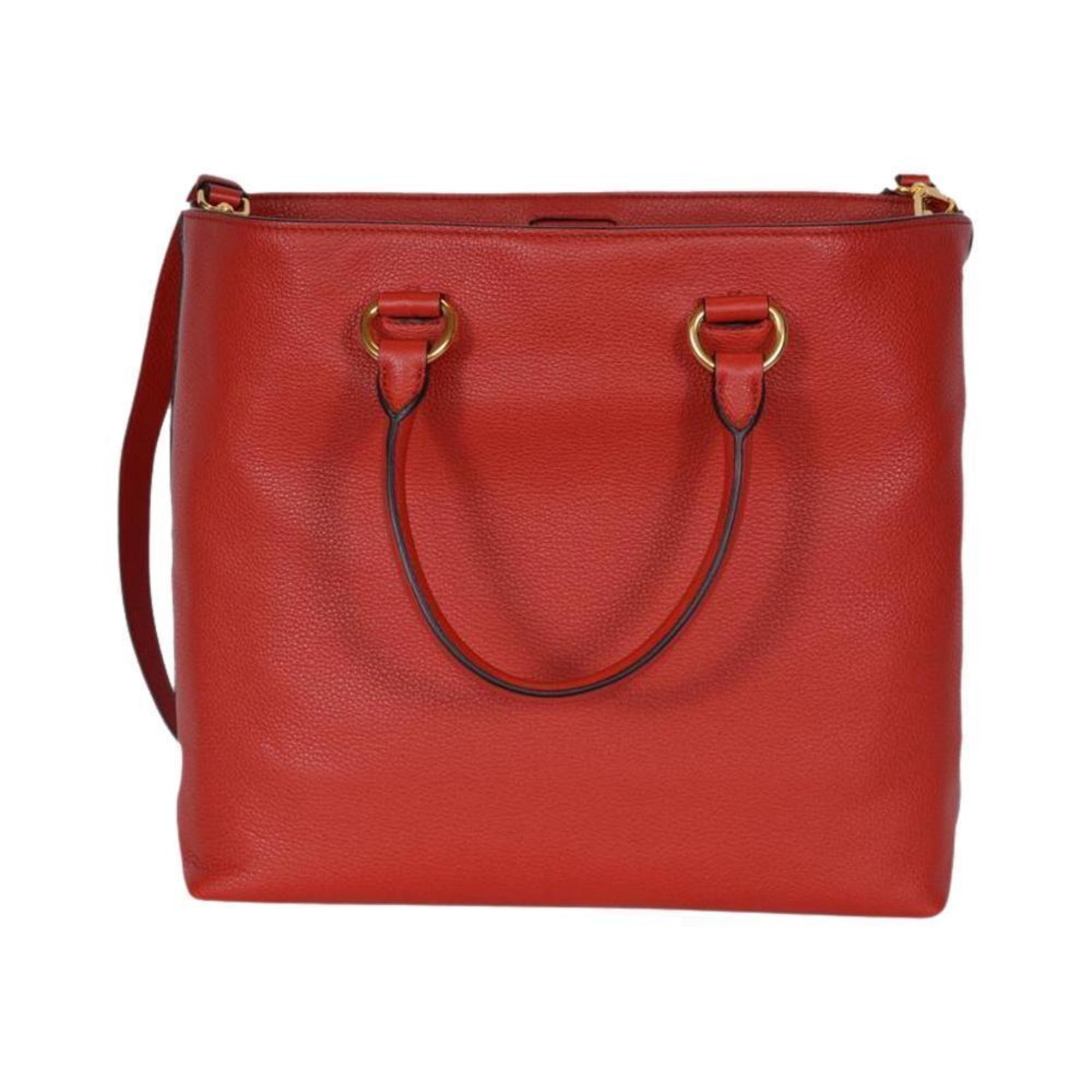 Prada Vitello Phenix Red Leather Shopping Tote available at Queen Bee of Beverly Hills