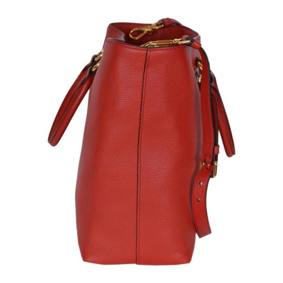 Prada Vitello Phenix Red Leather Shopping Tote available at Queen Bee of Beverly Hills