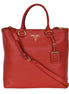 Prada Vitello Phenix Red Leather Shopping Tote available at Queen Bee of Beverly Hills