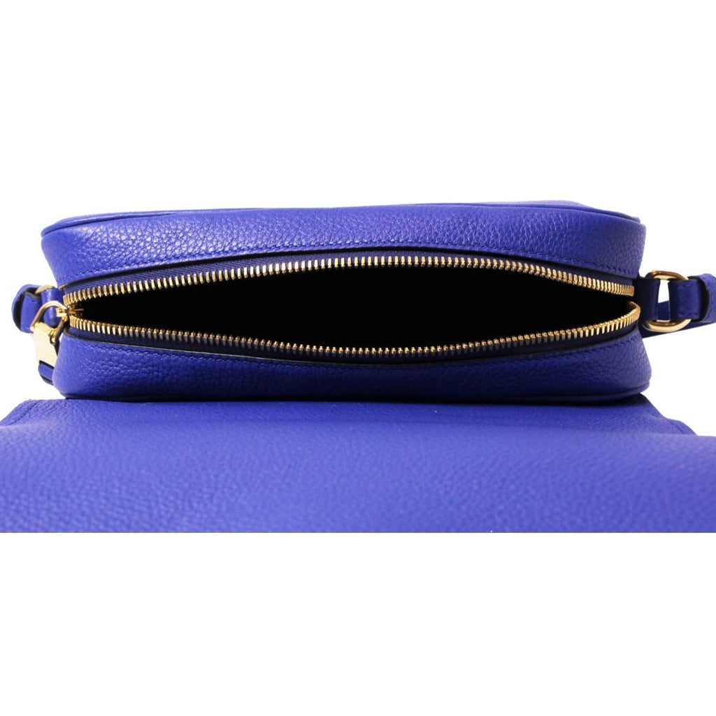 Prada Vitello Phenix Royal Blue Leather Flap Crossbody Bag 1BD163