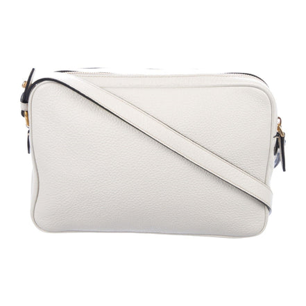 Prada Vitello Phenix White Leather Double Zip Camera Crossbody available at Queen Bee of Beverly Hills