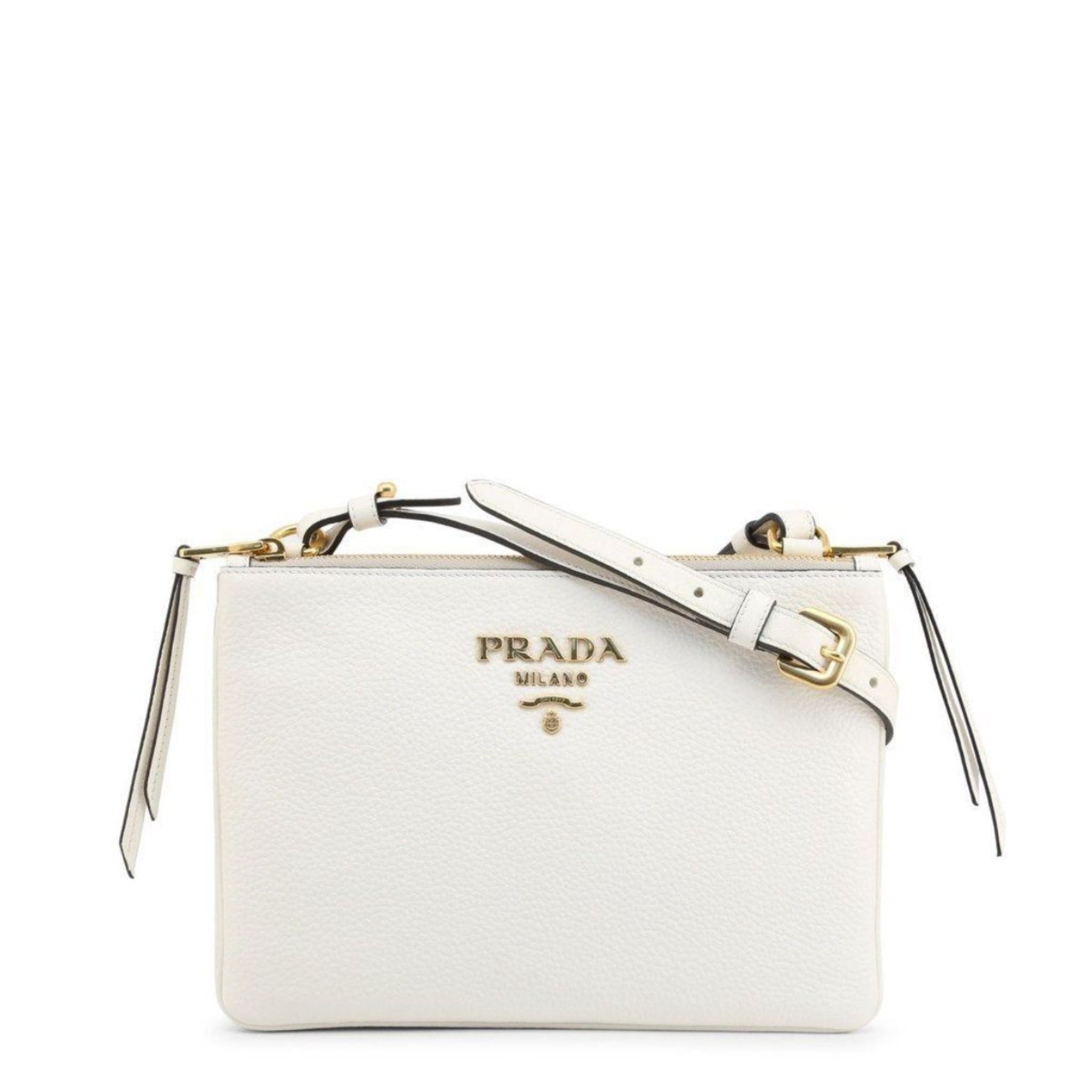 PRADA white leather large bag purse with gold and silver tone hardware  AUTHENTIC | eBay