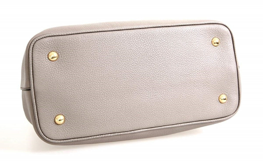 Prada Women's Argilla Gray Vitello Phenix Leather Adjustable Tote Bag 1BA058 at_Queen_Bee_of_Beverly_Hills