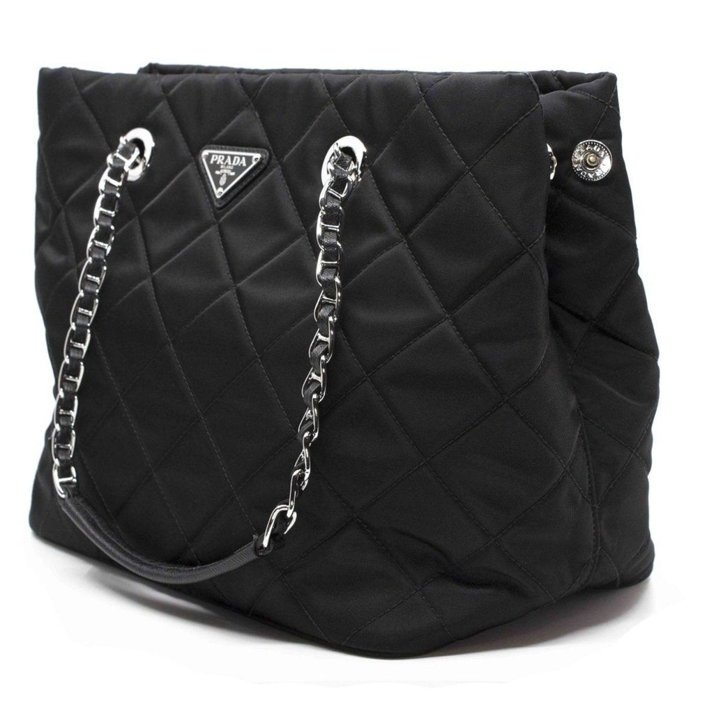 Prada Black Nylon Quilted Chain Shoulder Bag Prada