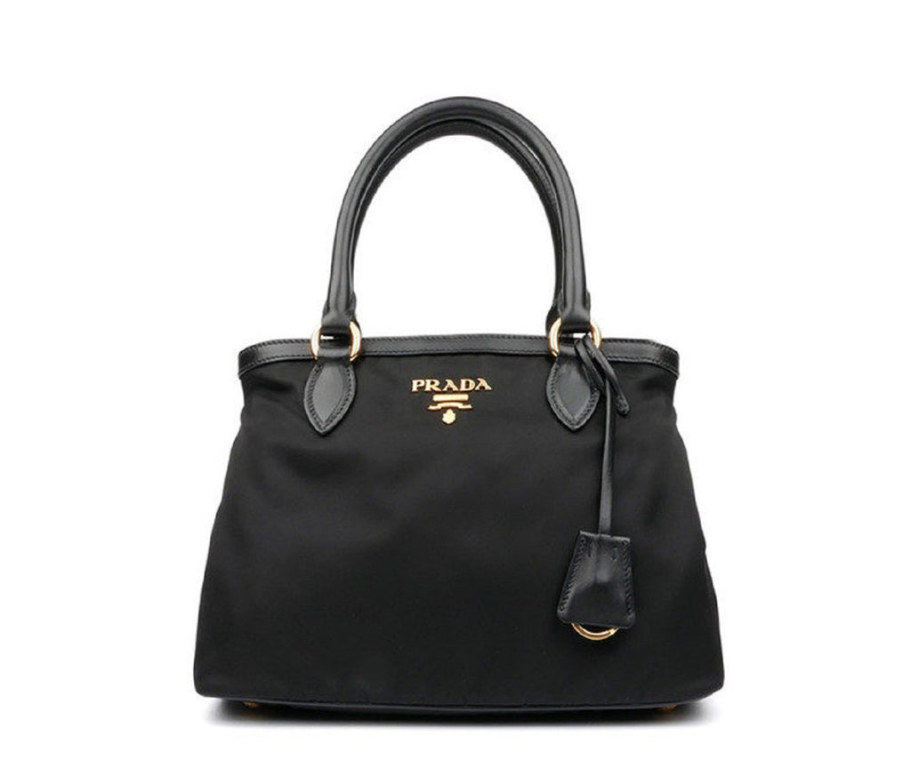 Prada Tessuto Nylon Saffiano Leather Trim Large Tote with Strap