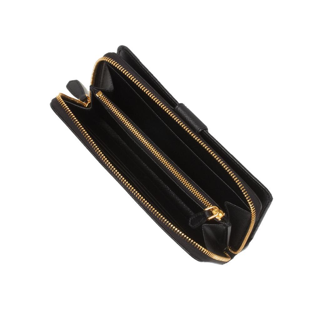 Prada Women's Black Vitello Move Full Zip Wallet 1ML348 at_Queen_Bee_of_Beverly_Hills
