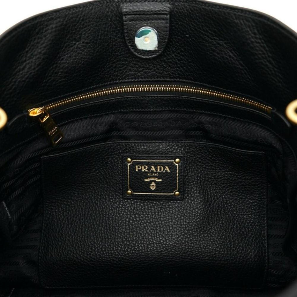 Prada Women's Black Vitello Phenix Calfskin Leather Shopping Tote Bag 1BG865 at_Queen_Bee_of_Beverly_Hills