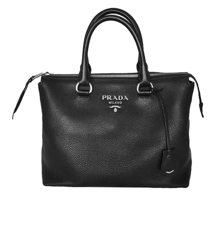 Prada Women's Black Vitello Phenix Leather Handbag 1BA063 at_Queen_Bee_of_Beverly_Hills