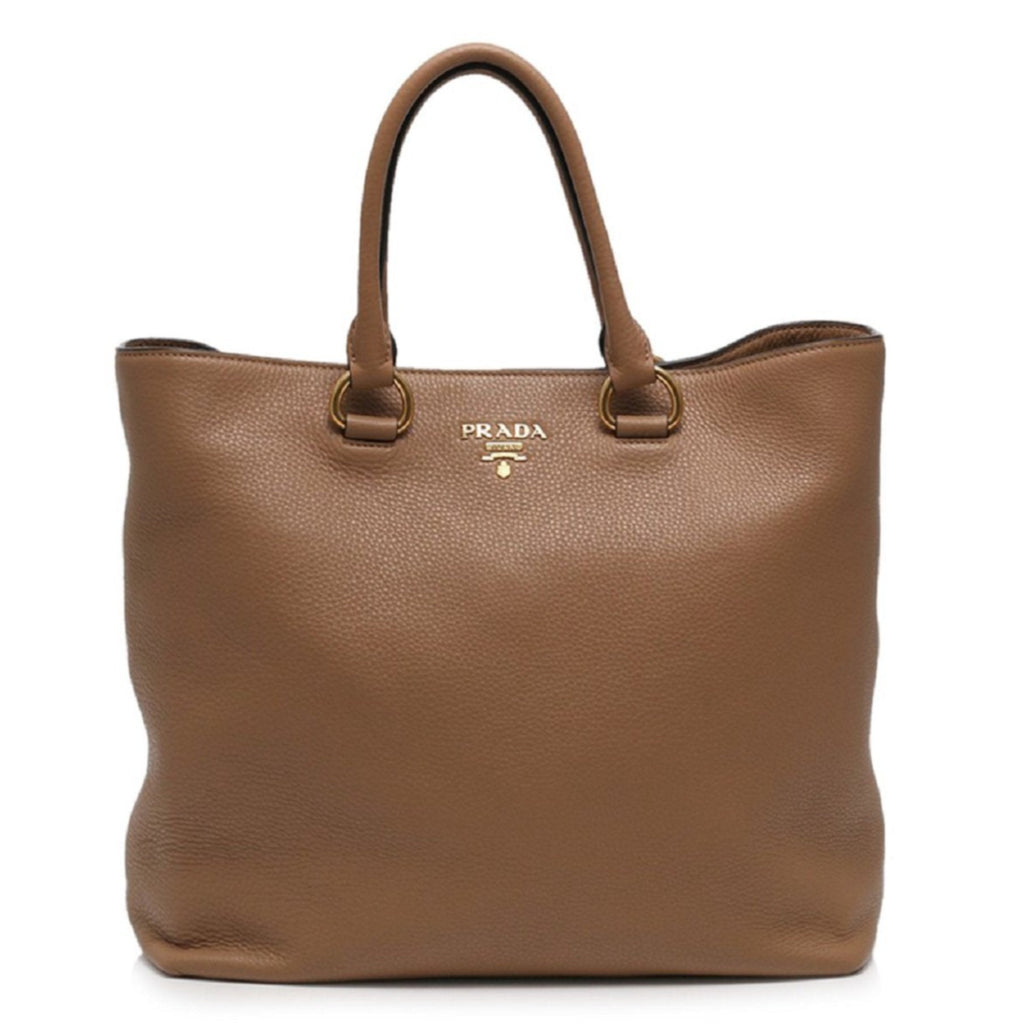 Prada Women's Brown Vitello Phenix Shopping Tote Top Handle Bag Shoulder Bag 1BG865 at_Queen_Bee_of_Beverly_Hills