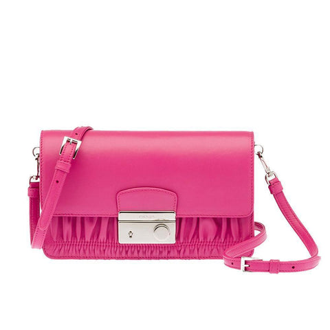 Prada Women's Classic Pink Nappa Leather Gaufre Crossbody Handbag BT1034 at_Queen_Bee_of_Beverly_Hills