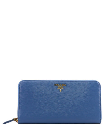 Prada Women's Cobalt Blue Vitello Move Zip Around Wallet 1ML506 at_Queen_Bee_of_Beverly_Hills
