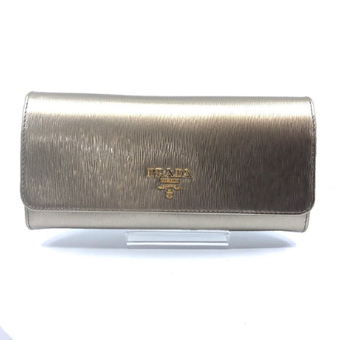 Prada Women's Metallic Gold Vitello Move Long Leather Flap Wallet 1MH132 at_Queen_Bee_of_Beverly_Hills