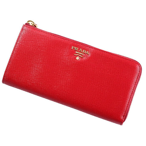 Prada Women's Red Vitello Move Quarter Zip Wallet 1ML183 at_Queen_Bee_of_Beverly_Hills
