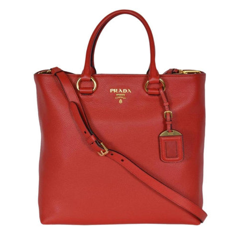 Prada Women's Red Vitello Phenix Leather Shopping Tote 1BG865 at_Queen_Bee_of_Beverly_Hills