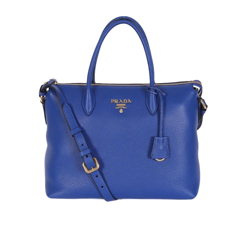 Prada Women's Royal Blue Vitello Phenix Leather Crossbody Handbag 1BA063