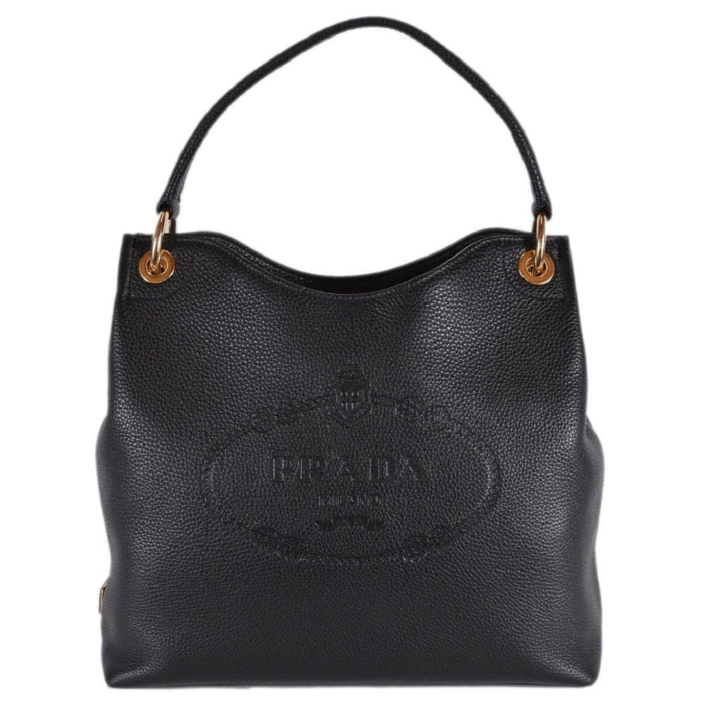 Prada Vitello Daino Leather Crossbody Baga Black 1BH050