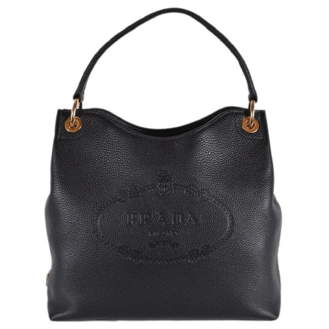 Prada Women's Vitello Daino Black Leather Satchel Handbag Large 1BC051 at_Queen_Bee_of_Beverly_Hills
