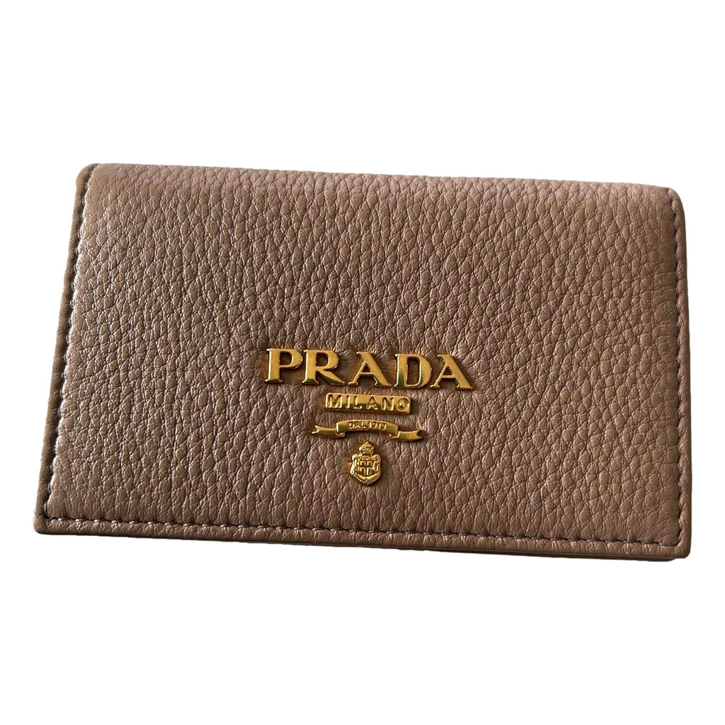 Prada Women's Vitello Grain Cipria Beige Leather Card Case Wallet 1MC122 at_Queen_Bee_of_Beverly_Hills