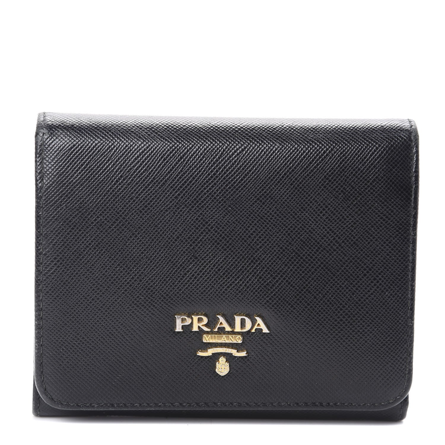 Prada Women's Wallet Saffiano Leather Bi Fold Black 1MH176 at_Queen_Bee_of_Beverly_Hills