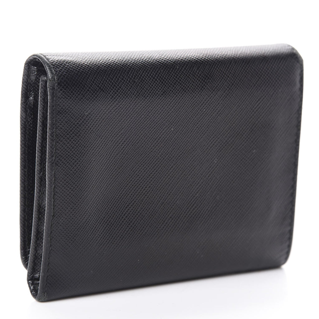 Black Saffiano Leather Wallet With Shoulder Strap