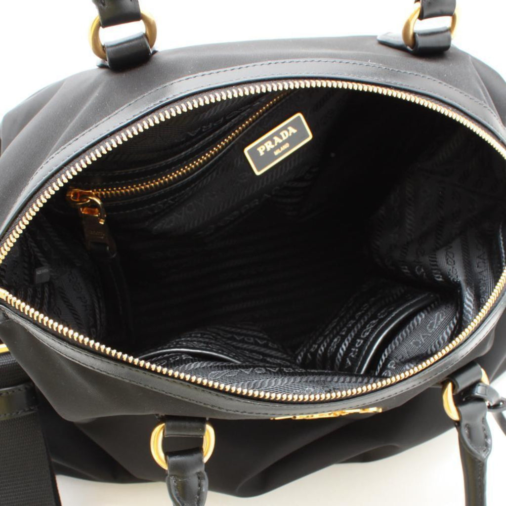 Buy Prada Women's Tessuto Nylon & Saffiano Leather Trim Shoulder Tote Bag  Black 1BA843 at