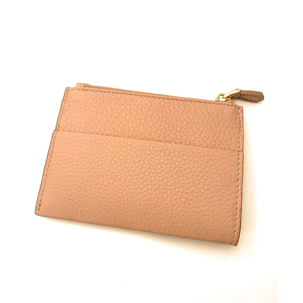 Prada Womens Vitello Grain Cipria Beige Leather Zip Top Card Wallet 1MC026 at_Queen_Bee_of_Beverly_Hills