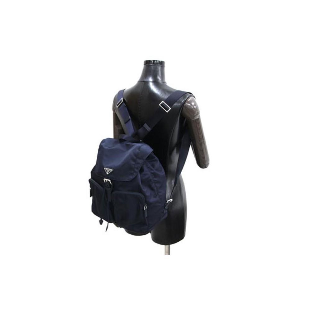 Prada Zainetto Navy Tessuto Nylon Leather Trim Backpack Rucksack 1BZ005 at_Queen_Bee_of_Beverly_Hills