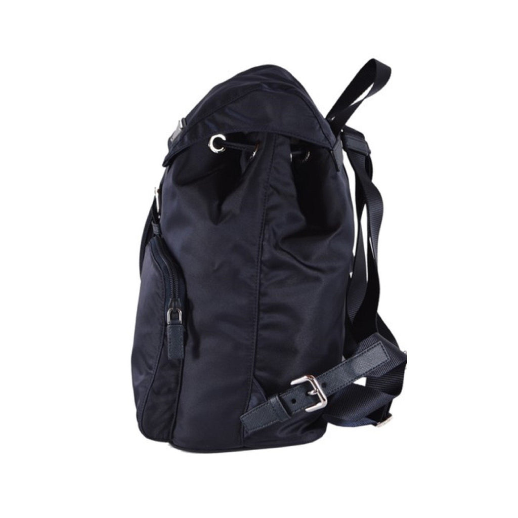 Prada Zainetto Unisex Navy Tessuto Nylon Backpack Rucksack Leather Trim at_Queen_Bee_of_Beverly_Hills