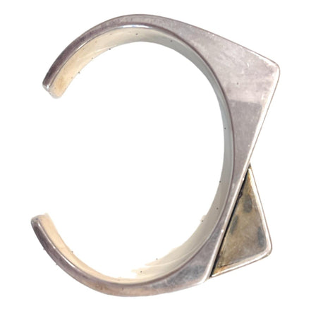 Saint Laurent 2 Pentes Two-Slope Oxidized Silver Bracelet available at Queen Bee of Beverly Hills