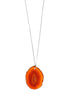 Saint Laurent Agate Necklace Orange Brown Stone Silver Brass Chain available at Queen Bee of Beverly Hills