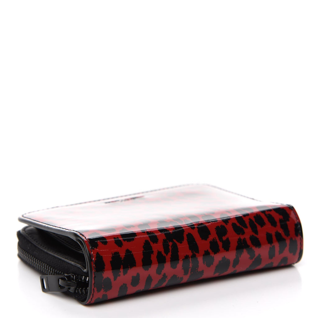 Saint Laurent Baby Cat Red Patent Leather Leopard Print Wallet 562796 at_Queen_Bee_of_Beverly_Hills