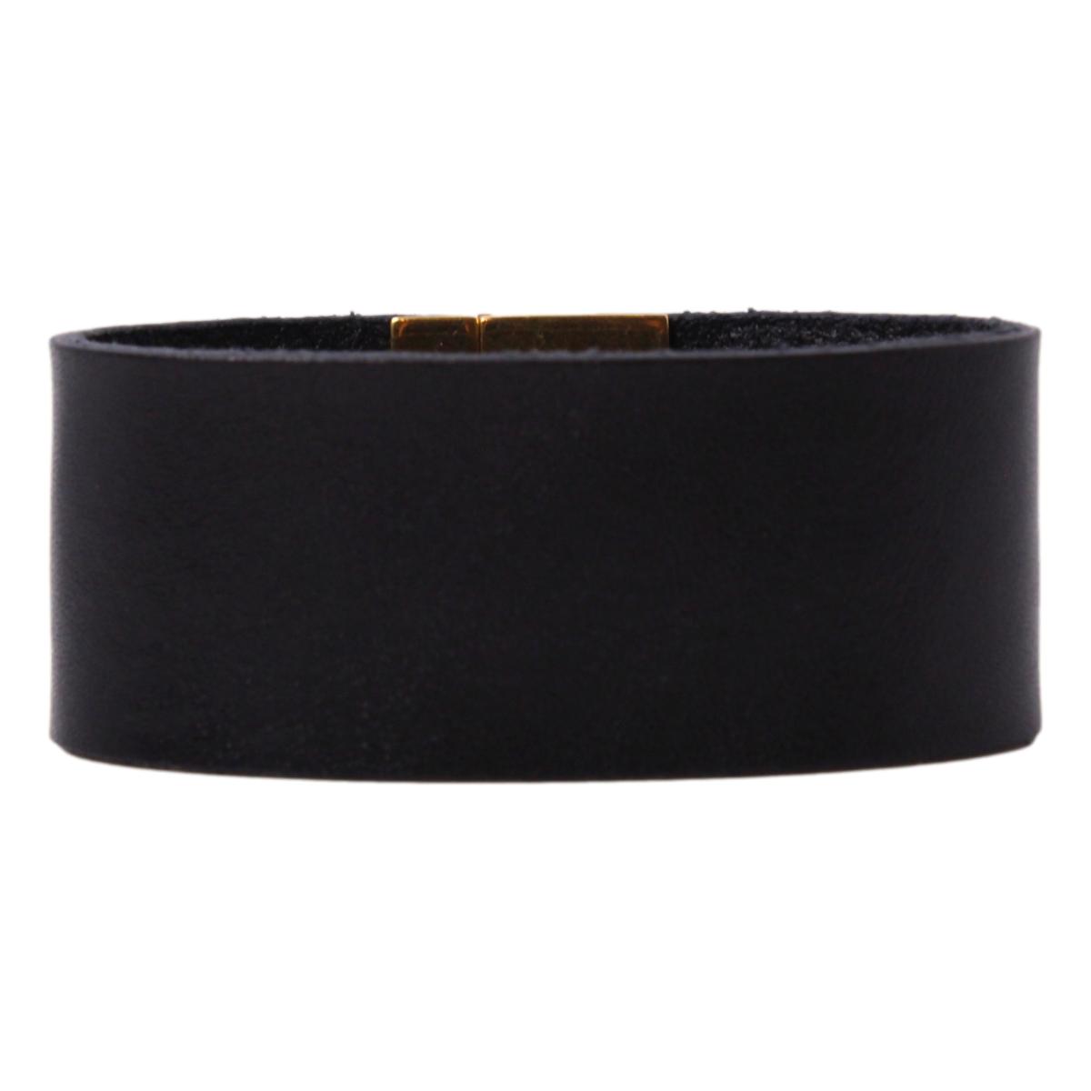Saint Laurent Black Leather Gold Hardware Medium Bracelet 542012 at_Queen_Bee_of_Beverly_Hills