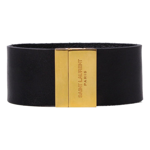 Saint Laurent Black Leather Gold Hardware Medium Bracelet 542012 at_Queen_Bee_of_Beverly_Hills