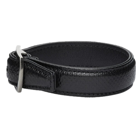 Saint Laurent Black Leather Snake Embossed Buckle Bracelet available at Queen Bee of Beverly Hills