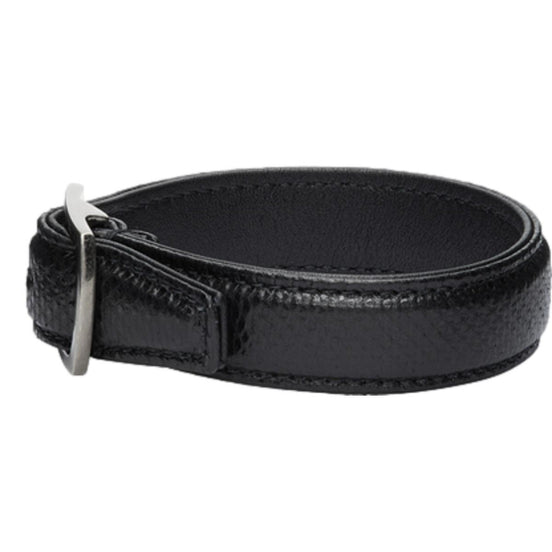 Saint Laurent Black Leather Snake Embossed Buckle Bracelet available at Queen Bee of Beverly Hills