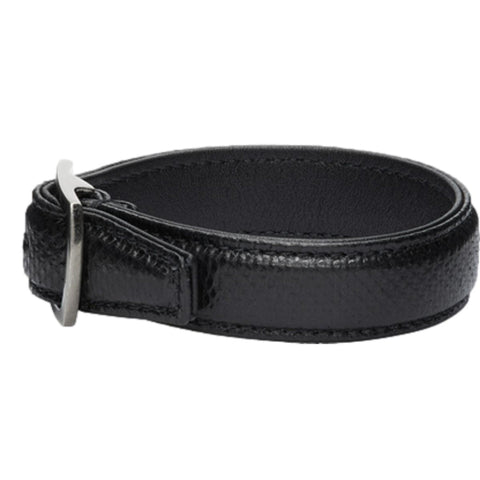 Saint Laurent Black Leather Snake Embossed Buckle Bracelet available at Queen Bee of Beverly Hills